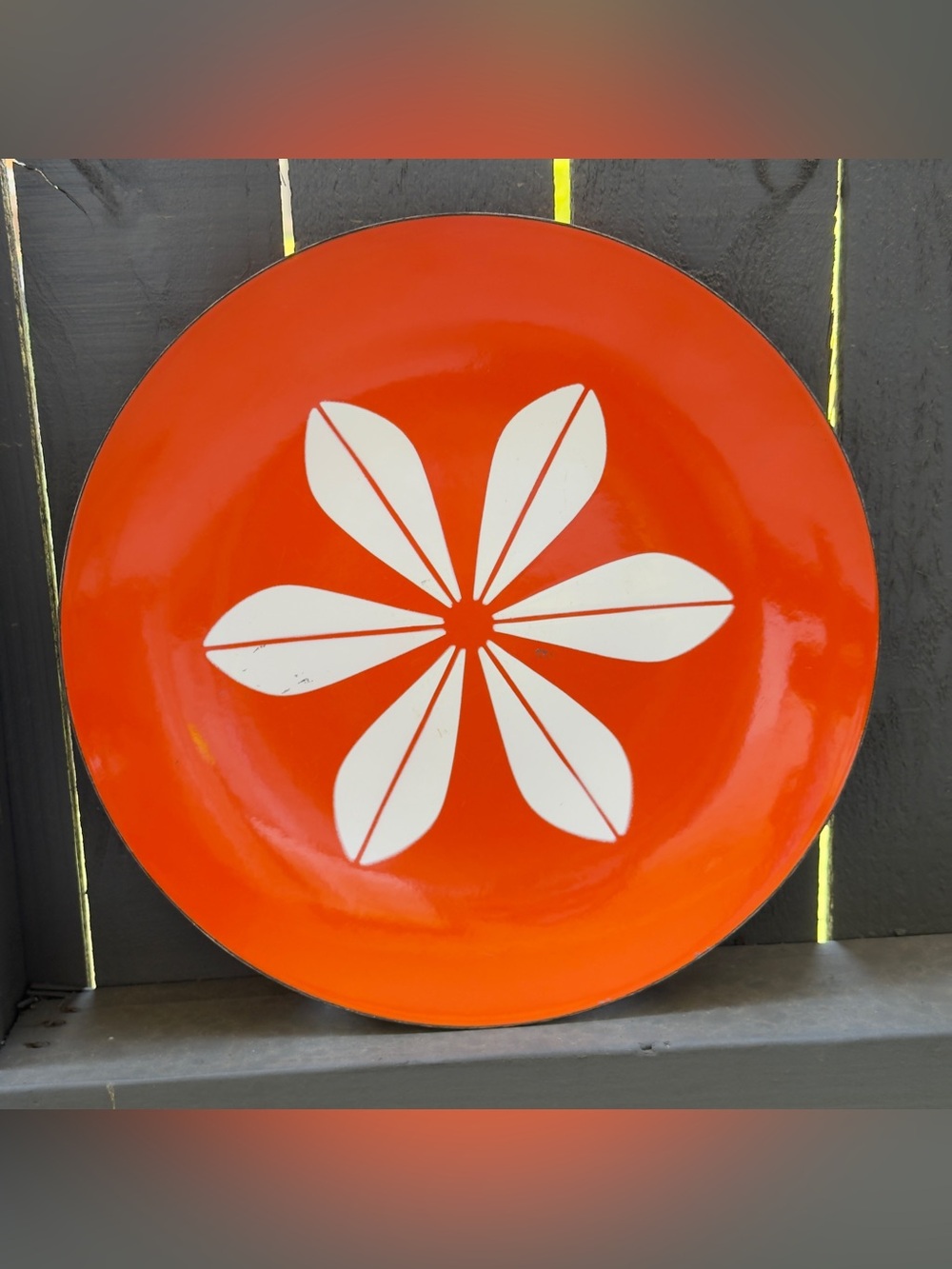 Mid-Century Cathrineholm Orange & White Lotus 12" Charger Enamelware from Norway